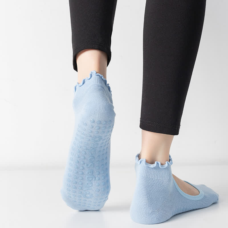 Chaussettes de yoga antidérapantes en coton à cou-de-pied ouvert (6 paires)