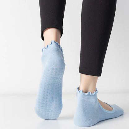 Chaussettes de yoga antidérapantes en coton à cou-de-pied ouvert (6 paires)