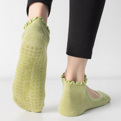 Chaussettes de yoga antidérapantes en coton à cou-de-pied ouvert (6 paires)