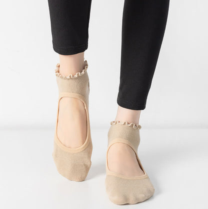 Chaussettes de yoga antidérapantes en coton à cou-de-pied ouvert (6 paires)
