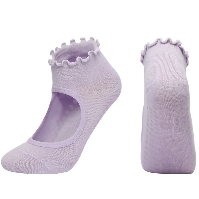 Chaussettes de yoga antidérapantes en coton à cou-de-pied ouvert (6 paires)