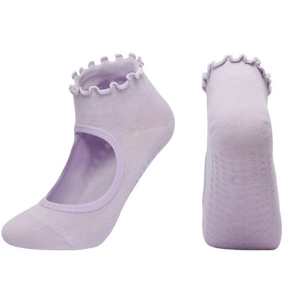 Chaussettes de yoga antidérapantes en coton à cou-de-pied ouvert (6 paires)