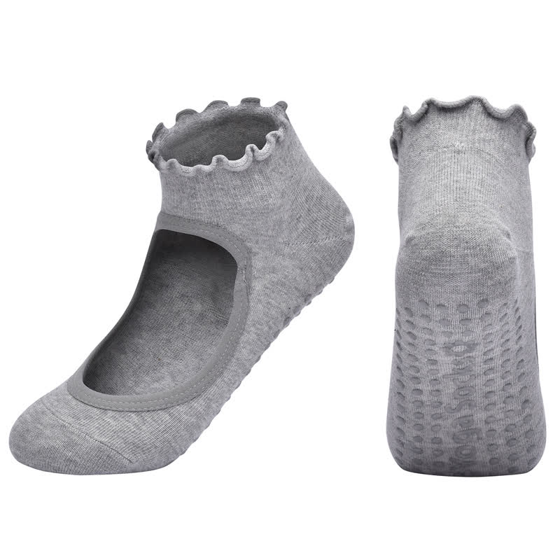 Chaussettes de yoga antidérapantes en coton à cou-de-pied ouvert (6 paires)