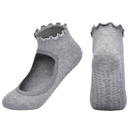 Chaussettes de yoga antidérapantes en coton à cou-de-pied ouvert (6 paires)