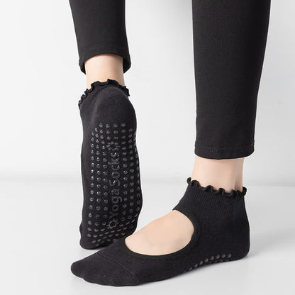 Chaussettes de yoga antidérapantes en coton à cou-de-pied ouvert (6 paires)