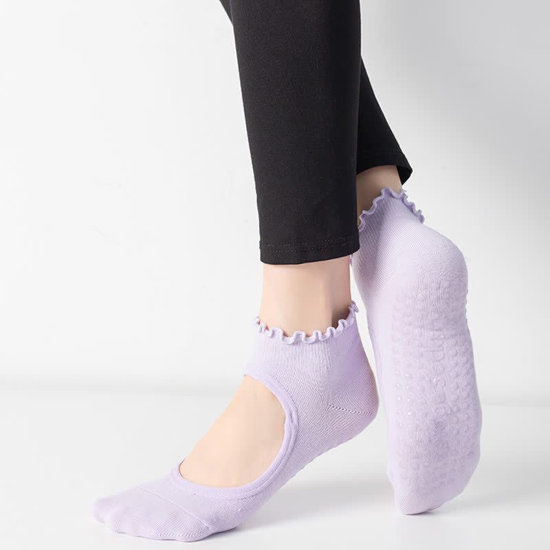 Chaussettes de yoga antidérapantes en coton à cou-de-pied ouvert (6 paires)