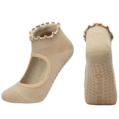 Chaussettes de yoga antidérapantes en coton à cou-de-pied ouvert (6 paires)