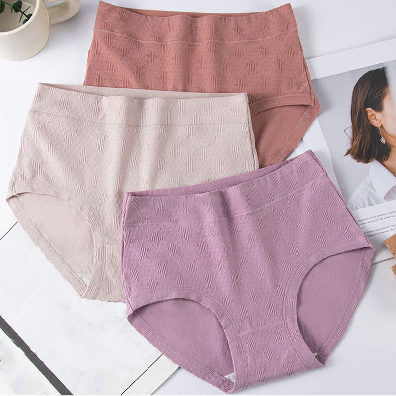 Lot de 3 slips taille haute en coton uni