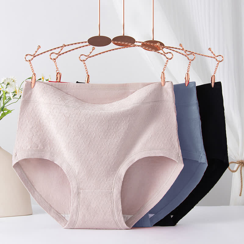 Lot de 3 slips taille haute en coton uni