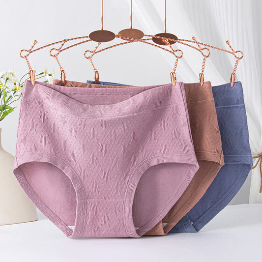 Lot de 3 slips taille haute en coton uni - image 0
