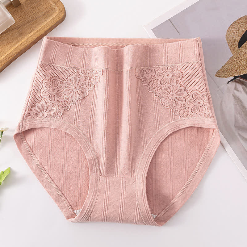Culottes en dentelle florale en coton (lot de 3) - Rose - 6XL - image 4