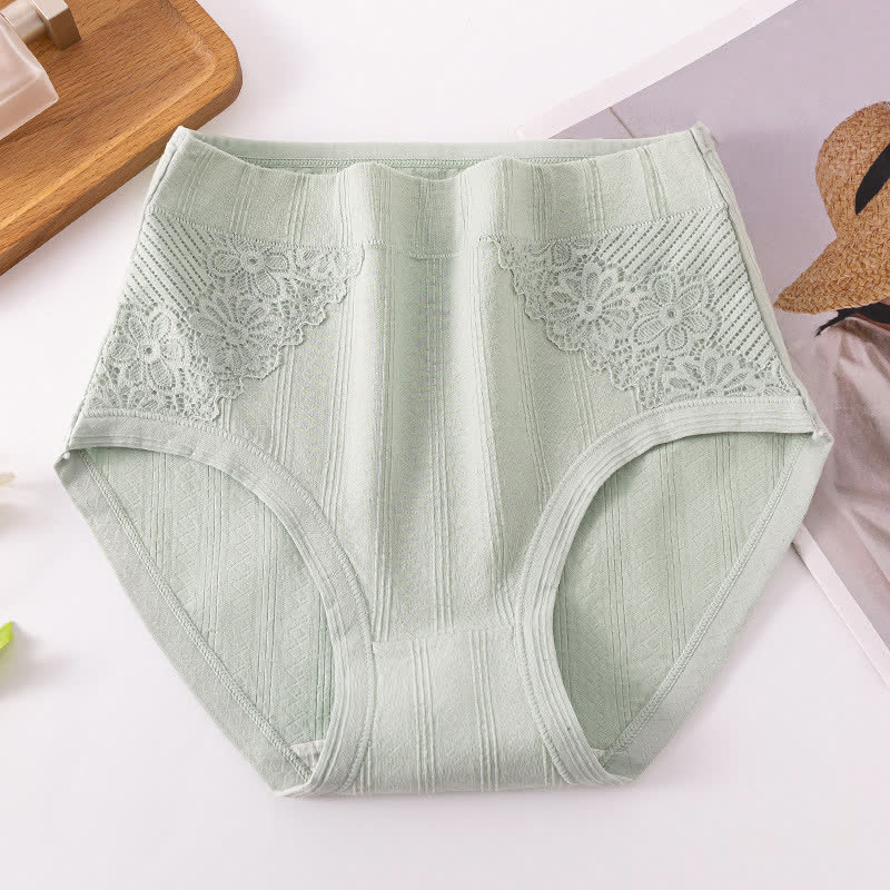 Culottes en dentelle florale en coton (lot de 3) - Vert - 6XL - image 8