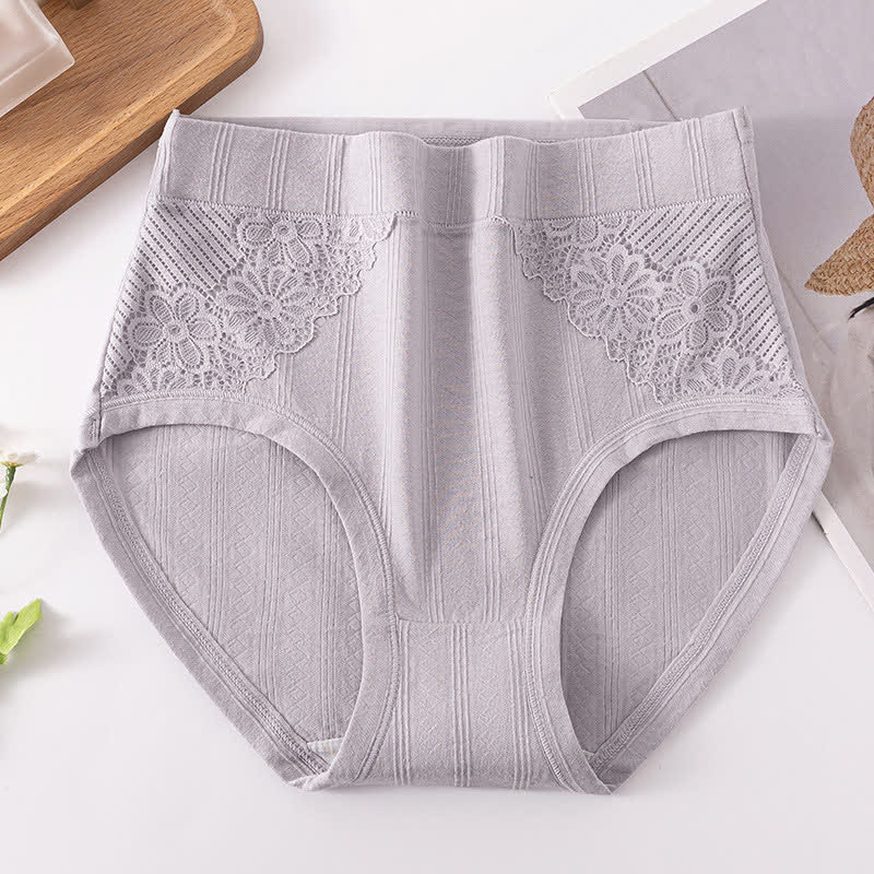 Culottes en dentelle florale en coton (lot de 3) - Gris - 6XL - image 7