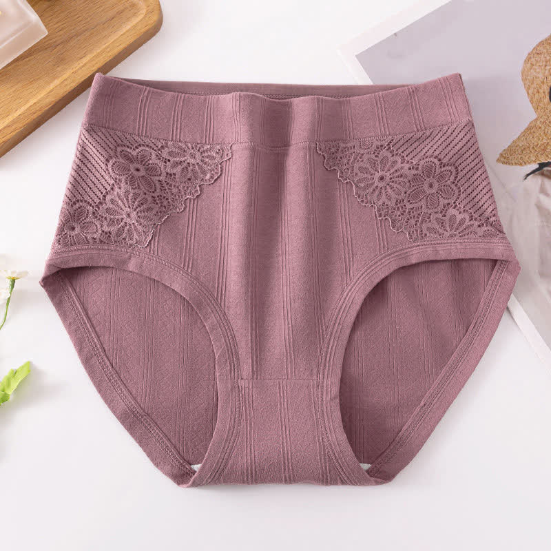 Culottes en dentelle florale en coton (lot de 3) - Café - 6XL - image 10
