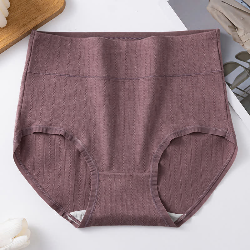Culotte confortable taille haute en pur coton de couleur unie (lot de 3) - Café - 3XL - image 5