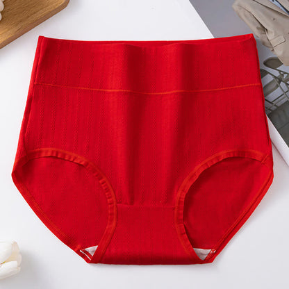 Culotte confortable taille haute en pur coton de couleur unie (lot de 3) - Rouge - 3XL - image 11