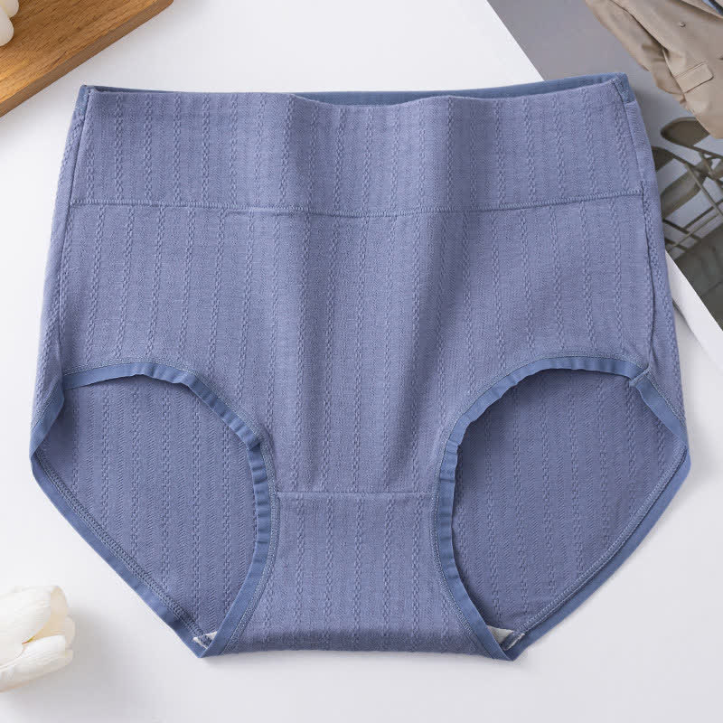 Culotte confortable taille haute en pur coton de couleur unie (lot de 3) - Bleu - 3XL - image 4