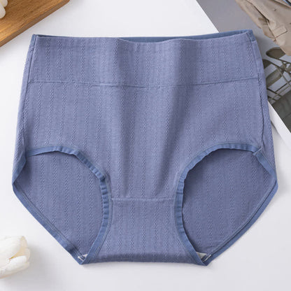 Culotte confortable taille haute en pur coton de couleur unie (lot de 3) - Bleu - 3XL - image 4