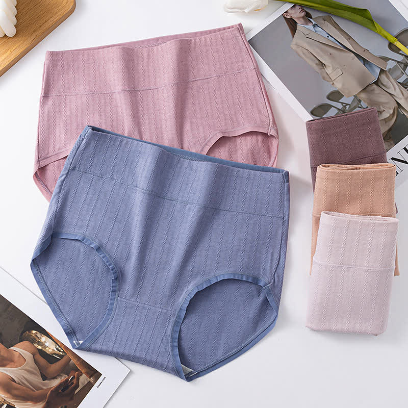 Culotte confortable taille haute en pur coton de couleur unie (lot de 3) - image 2