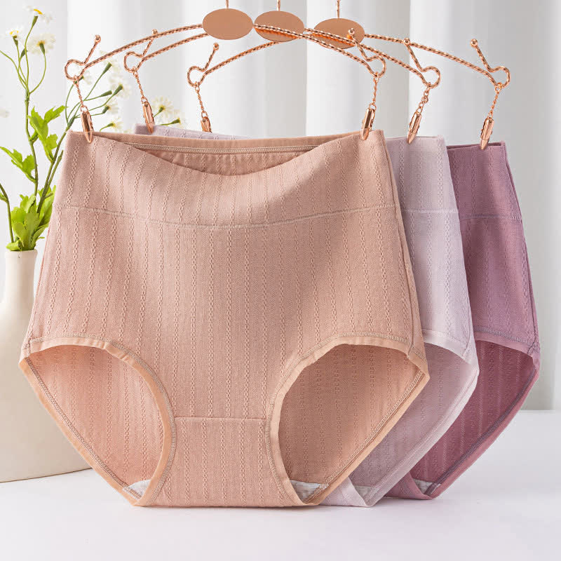 Culotte confortable taille haute en pur coton de couleur unie (lot de 3)