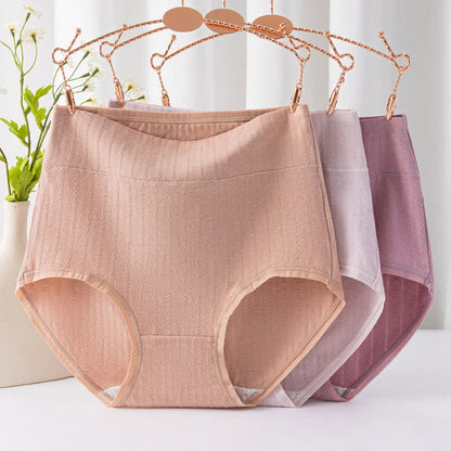 Culotte confortable taille haute en pur coton de couleur unie (lot de 3) - image 1