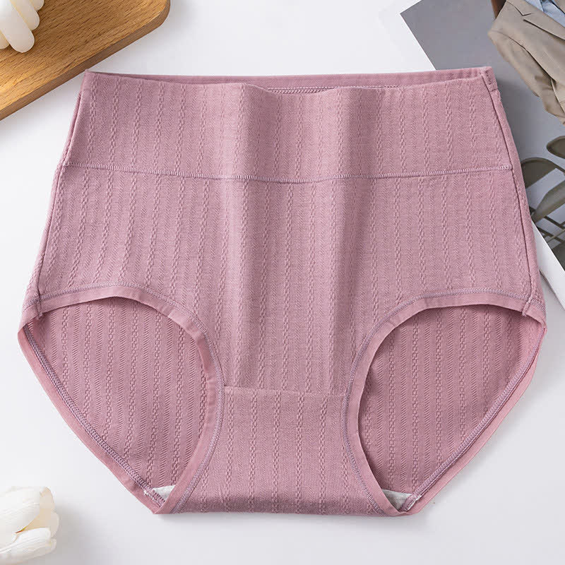 Culotte confortable taille haute en pur coton de couleur unie (lot de 3) - Violet - 3XL - image 6