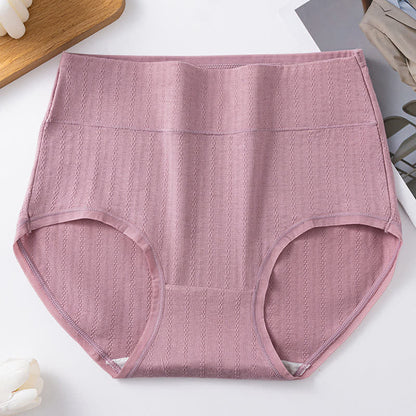 Culotte confortable taille haute en pur coton de couleur unie (lot de 3) - Violet - 3XL - image 6