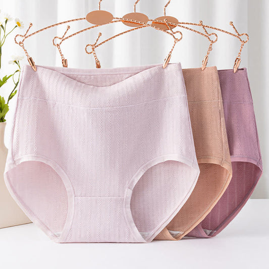 Culotte confortable taille haute en pur coton de couleur unie (lot de 3) - image 0