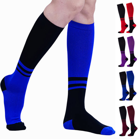 Chaussettes de compression à rayures et blocs de couleurs (4 paires) - Multicolore - L/XL - image 0