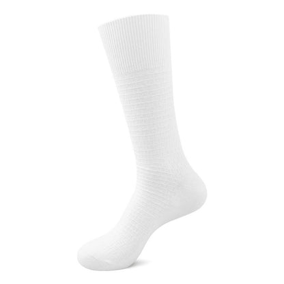 Chaussettes en coton gaufré de couleur unie (5 paires) - Blanc - EU46-50 (US12-15) - image 8