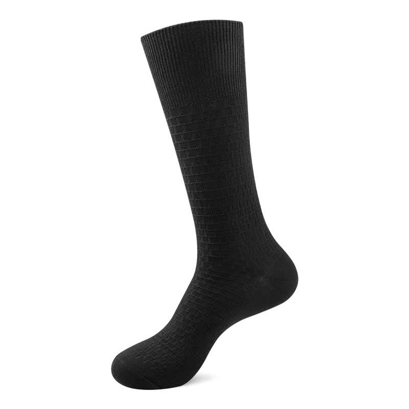 Chaussettes en coton gaufré de couleur unie (5 paires) - Noir - EU46-50 (US12-15) - image 10