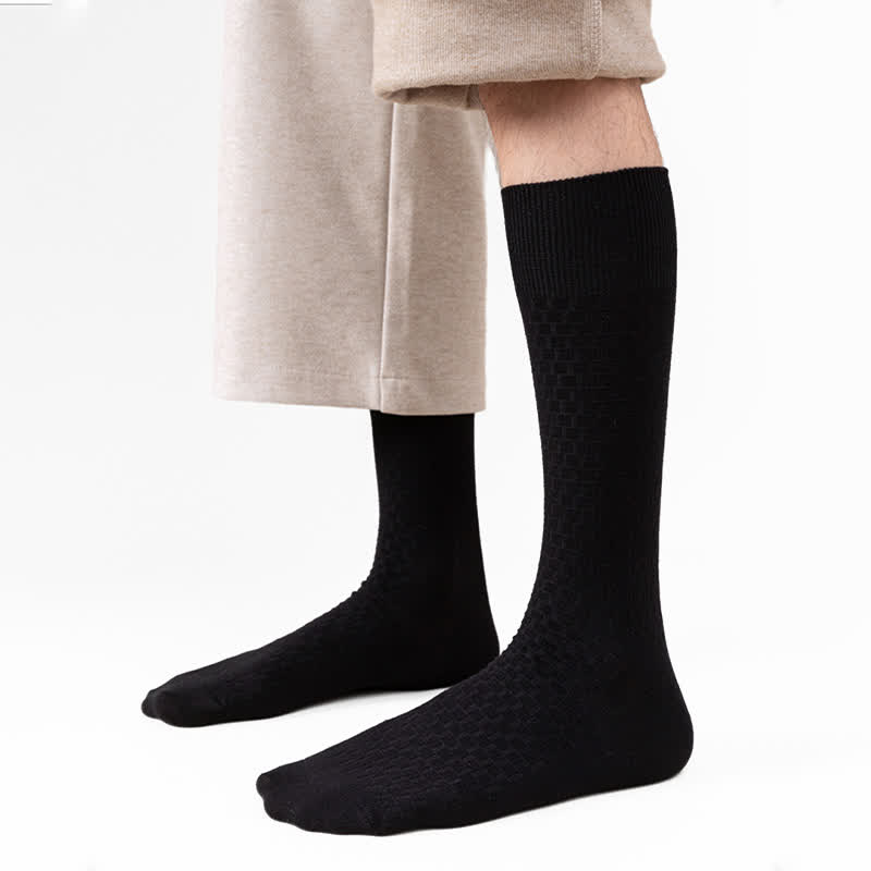 Chaussettes en coton gaufré de couleur unie (5 paires)