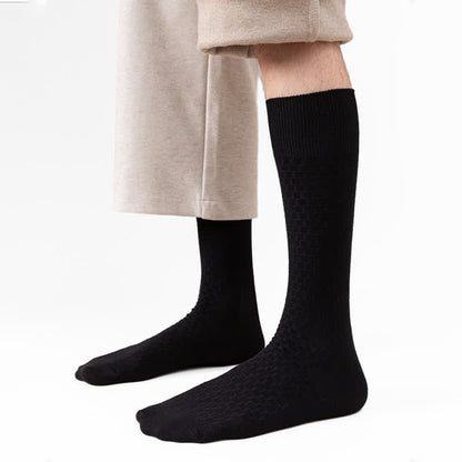 Chaussettes en coton gaufré de couleur unie (5 paires)