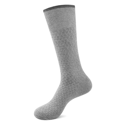 Chaussettes en coton gaufré de couleur unie (5 paires) - Gris clair - EU46-50 (US12-15) - image 4