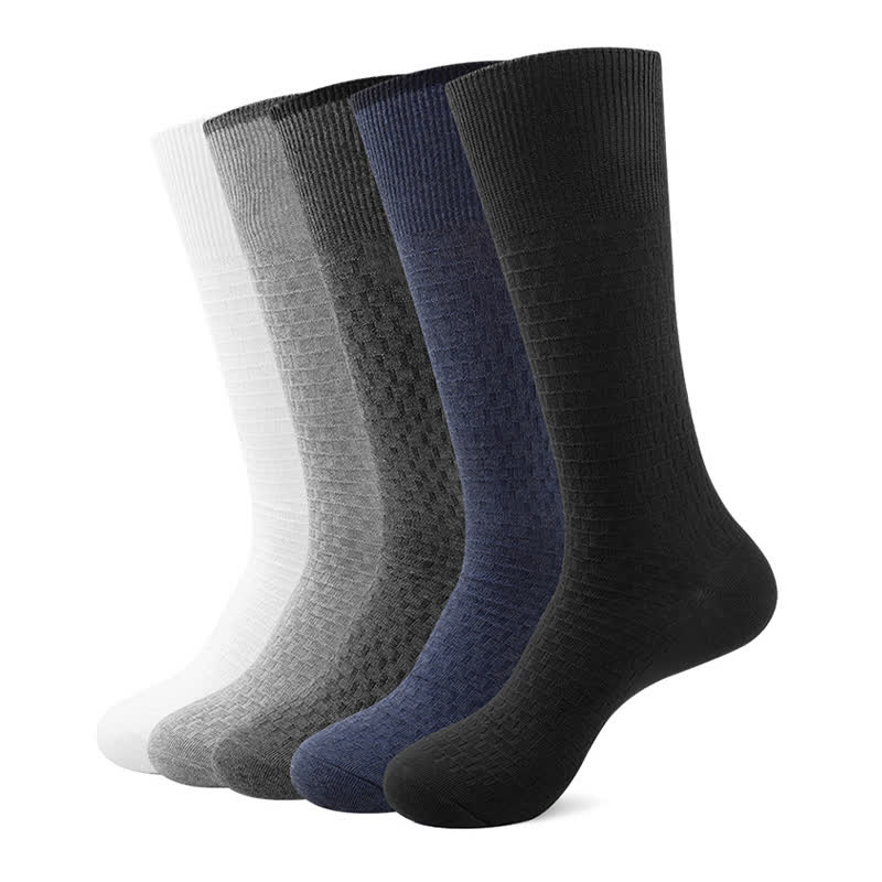 Chaussettes en coton gaufré de couleur unie (5 paires) - Multicolore - EU46-50 (US12-15) - image 1
