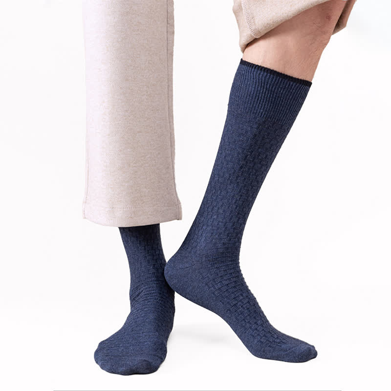 Chaussettes en coton gaufré de couleur unie (5 paires)