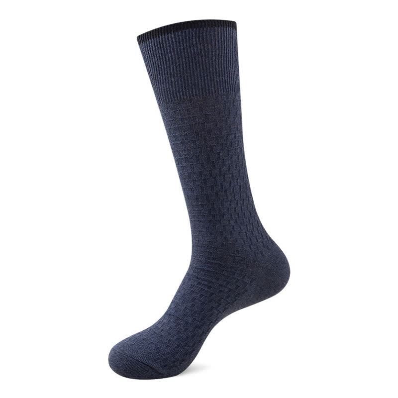 Chaussettes en coton gaufré de couleur unie (5 paires) - Bleu marine - EU46-50 (US12-15) - image 6