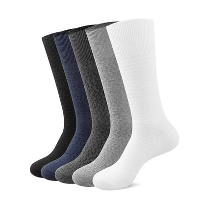 Chaussettes en coton gaufré de couleur unie (5 paires) - image 2
