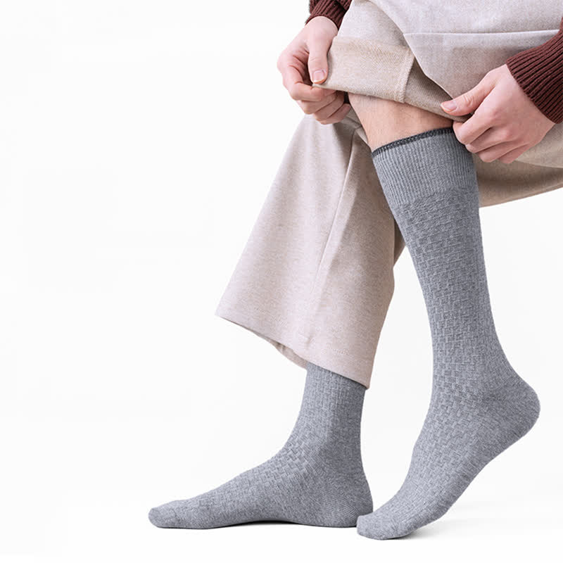 Chaussettes en coton gaufré de couleur unie (5 paires) - image 3