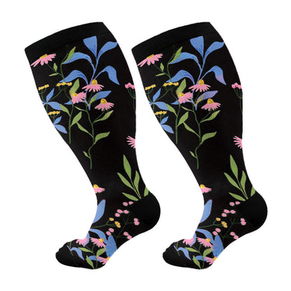 Chaussettes de compression à fleurs peintes grande taille (3 paires) - image 7