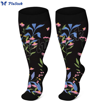 Chaussettes de compression à fleurs peintes grande taille (3 paires) - image 3