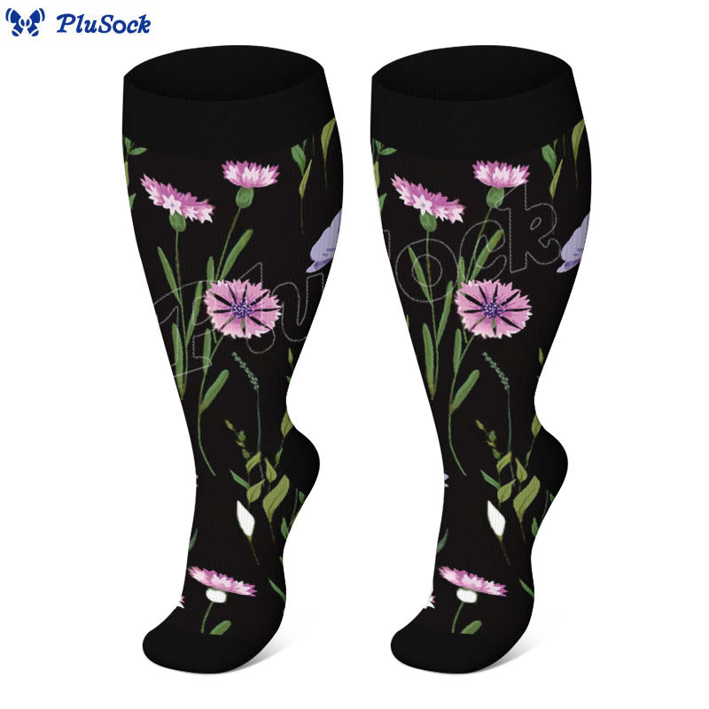 Chaussettes de compression à fleurs peintes grande taille (3 paires) - image 2