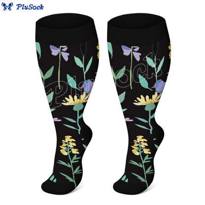 Chaussettes de compression à fleurs peintes grande taille (3 paires) - image 4