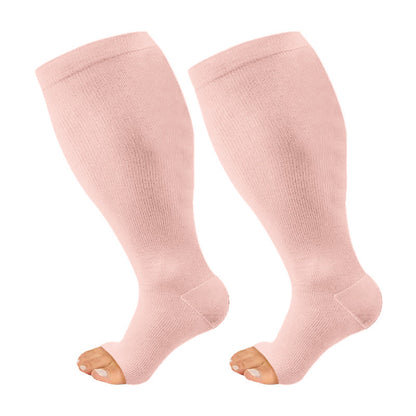 Chaussettes de compression à bout ouvert bleu marine et rose grande taille (3 paires) - image 7