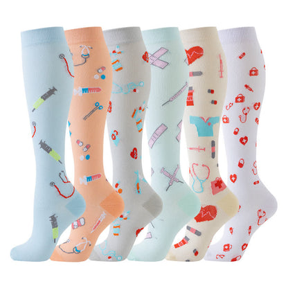 Chaussettes de compression anti-transpiration à imprimé médical (6 paires) - image 0