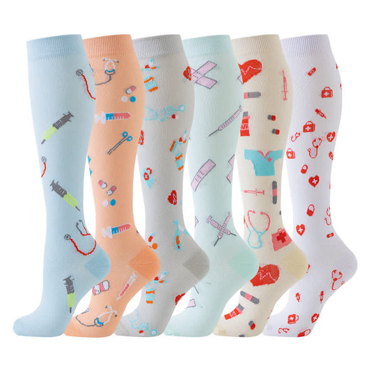 Chaussettes de compression anti-transpiration à imprimé médical (6 paires) - image 0