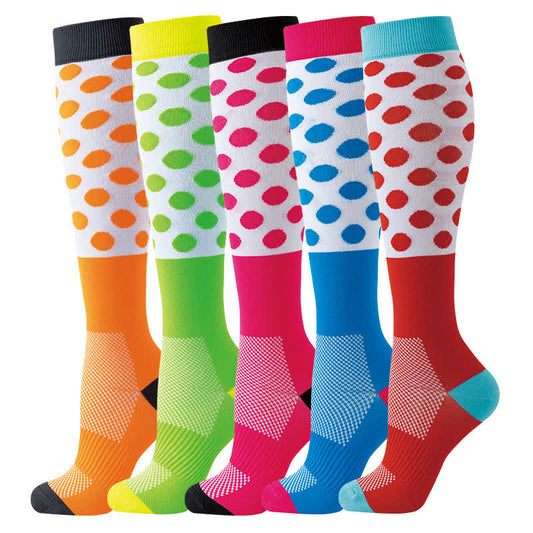 Chaussettes de compression à motifs de cercles colorés (5 paires) - image 0