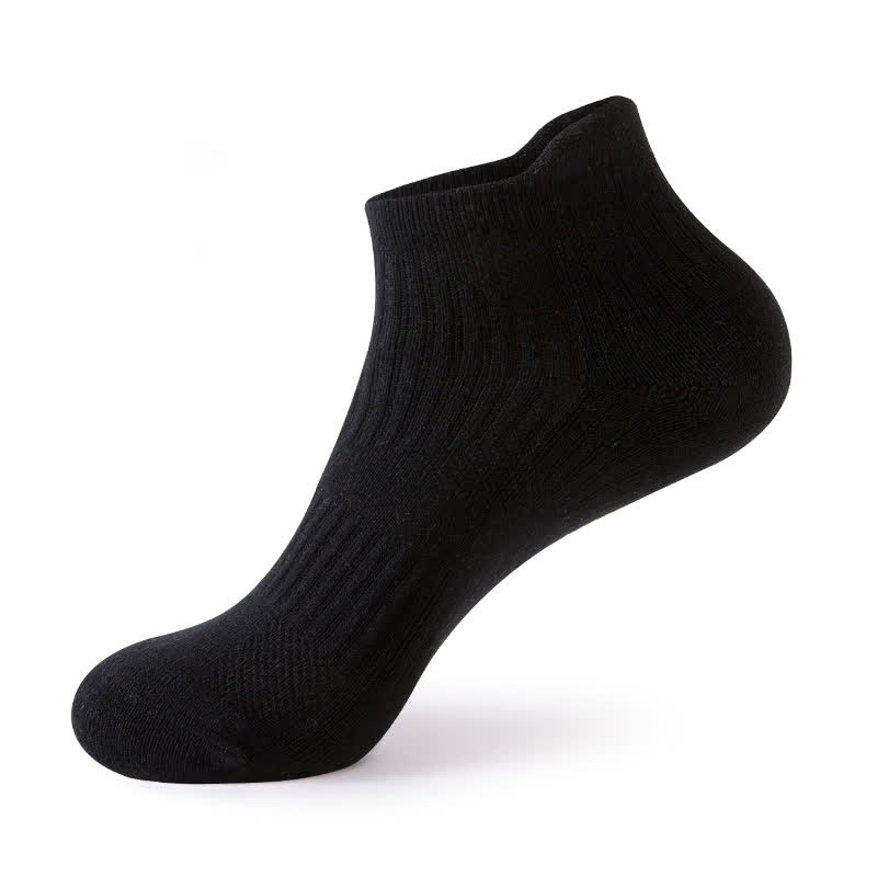 Chaussettes de sport respirantes et anti-transpiration de couleur unie (5 paires) - Noir - EU39-44 (US6-10) - image 12