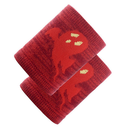 Manchons de poignet de sport à motif fantôme mignon (2 paires) - Rouge - image 5