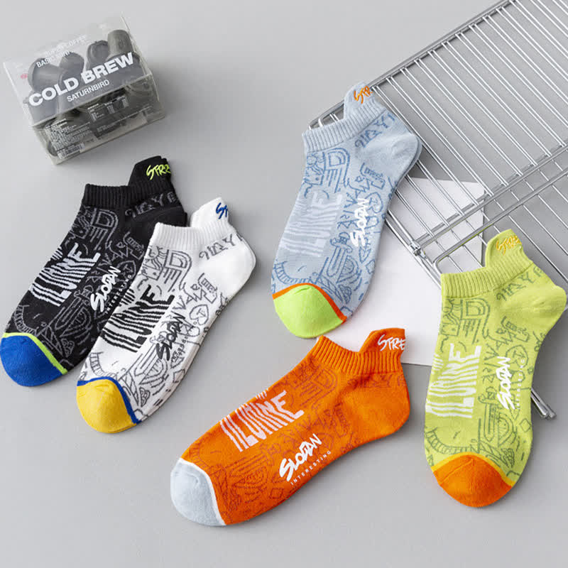 Chaussettes respirantes en coton à motifs artistiques (5 paires)